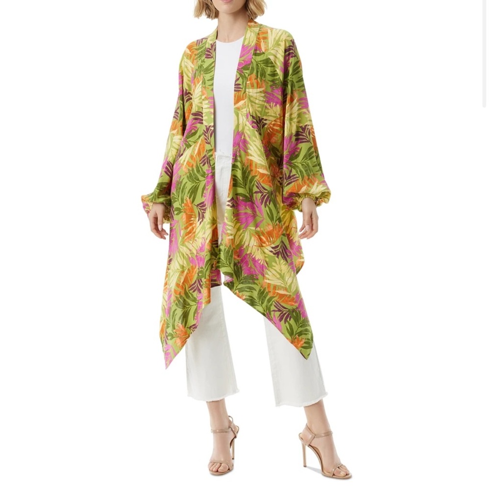 Jessica Simpson Women's Agnette Hilow Long-Sleeve Kimono Size XS Tropical